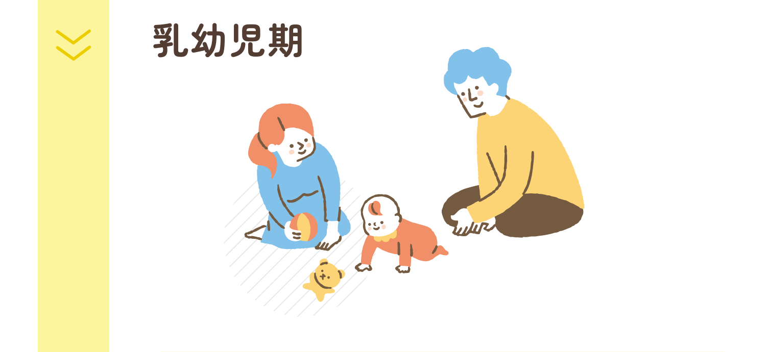 乳幼児期のファミリーのイラスト