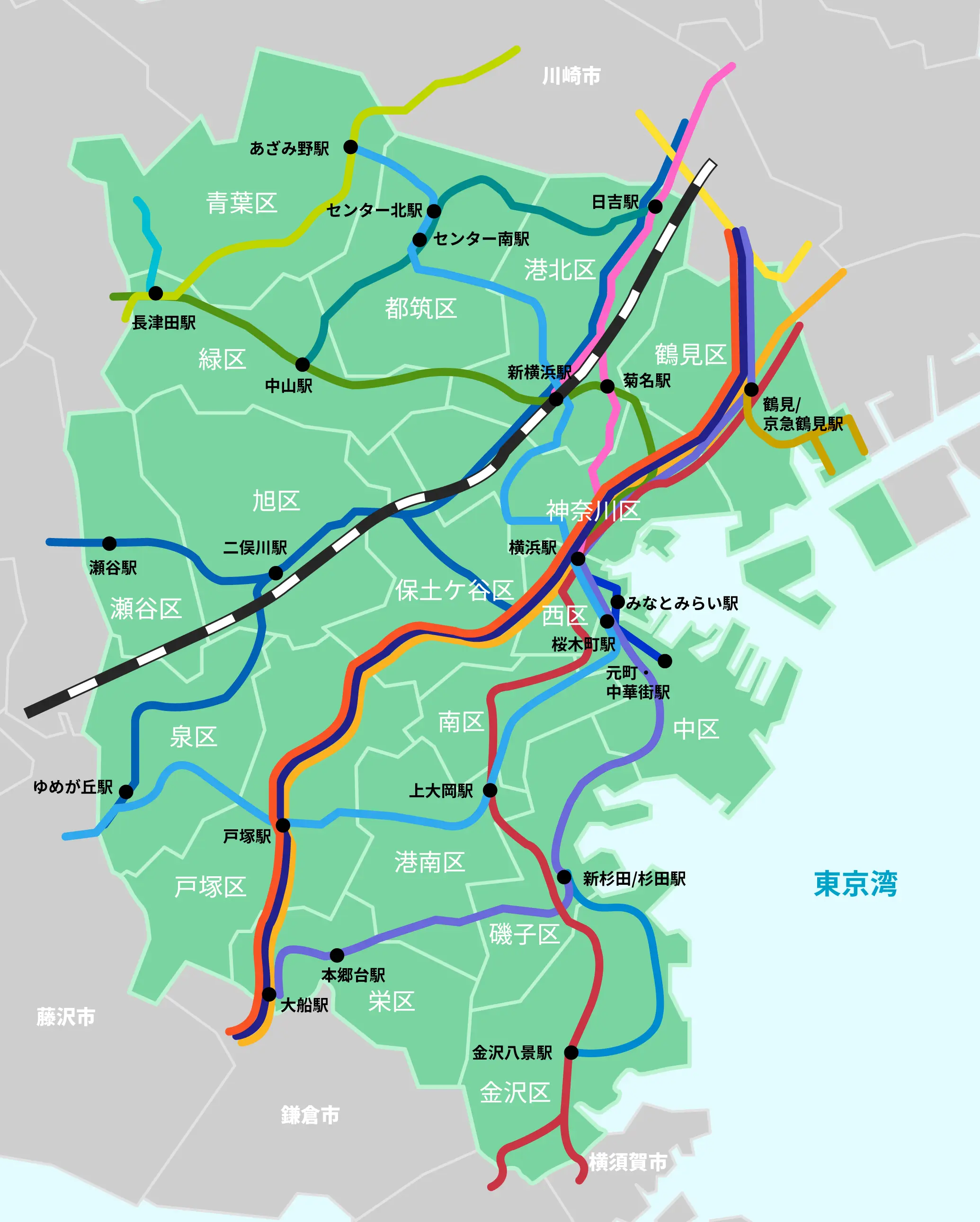 横浜市18区地図